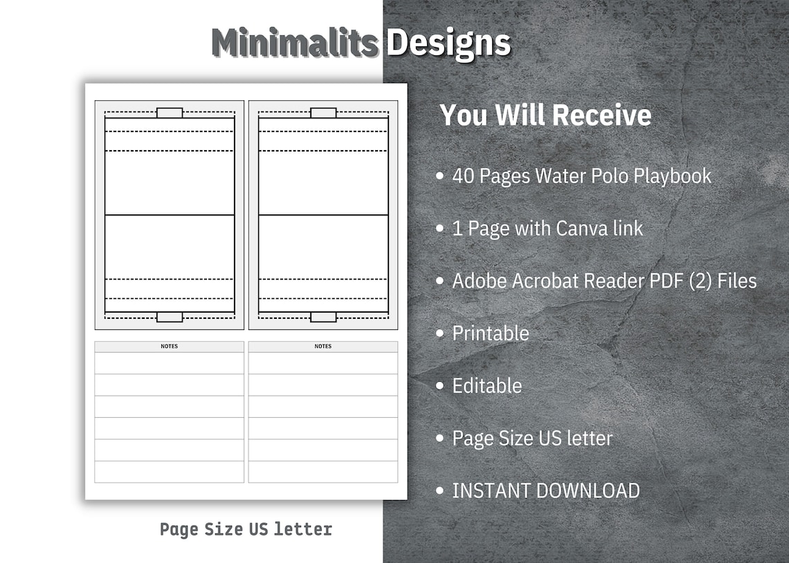 Water Polo Playbook Template, Printable Blank Water Polo Diagram, Canva ...