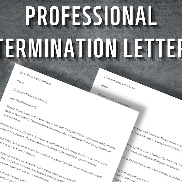 Professional Termination Letter, Printable Termination Letter Template, Employee Termination Letter, Notice Letter, Instant Download