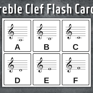 Treble Clef Flash Cards, Printable Music Note Flash Cards, Treble Clef Cards, Musical Note Flashcard, Homeschool, Music Theory, Music Cards