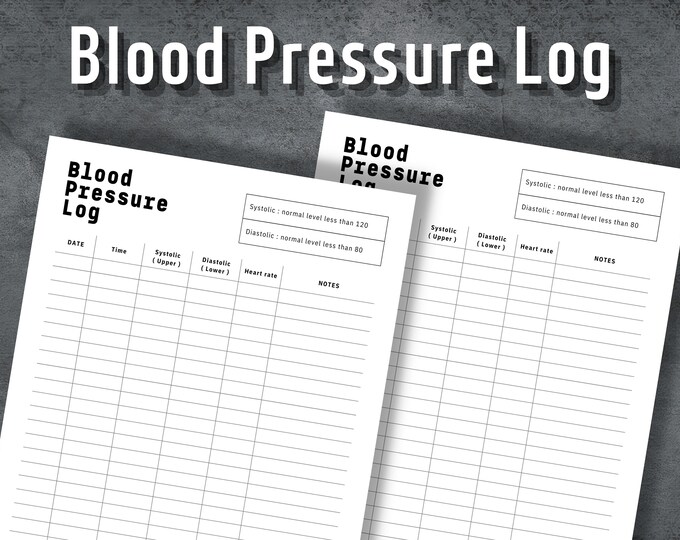 Blood Pressure Log, Printable and Editable PDF Daily Blood Pressure