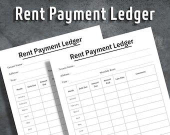 Rent Payment Ledger, Rental Payment Template, Monthly Rent Payment, Tenant Payment Tracker, Editable Rent Payment, Instant Download
