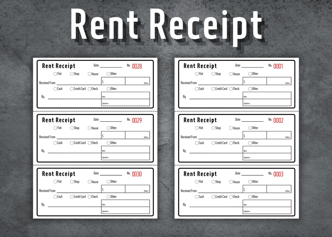 Rent Receipt, Printable Receipt, Cash Receipt, Rent Receipt Template ...