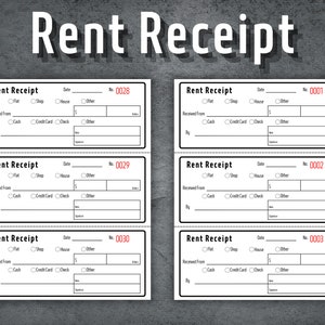 Rent Receipt, Printable Receipt, Cash Receipt, Rent Receipt Template, Editable Rent Receipt, Canva Template, 30 Receipts, Instant Download
