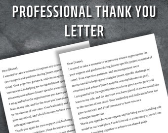 Professional Thank You Letter, Printable thank you Letter, Thank You Letter Template, Gratitude Letter, Editable Letter, Instant Download