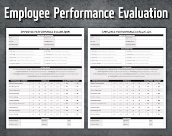 Employee Performance Evaluation, Printable Performance Review, Human Resources, Business Tools, Employee Performance Review, HR Templates