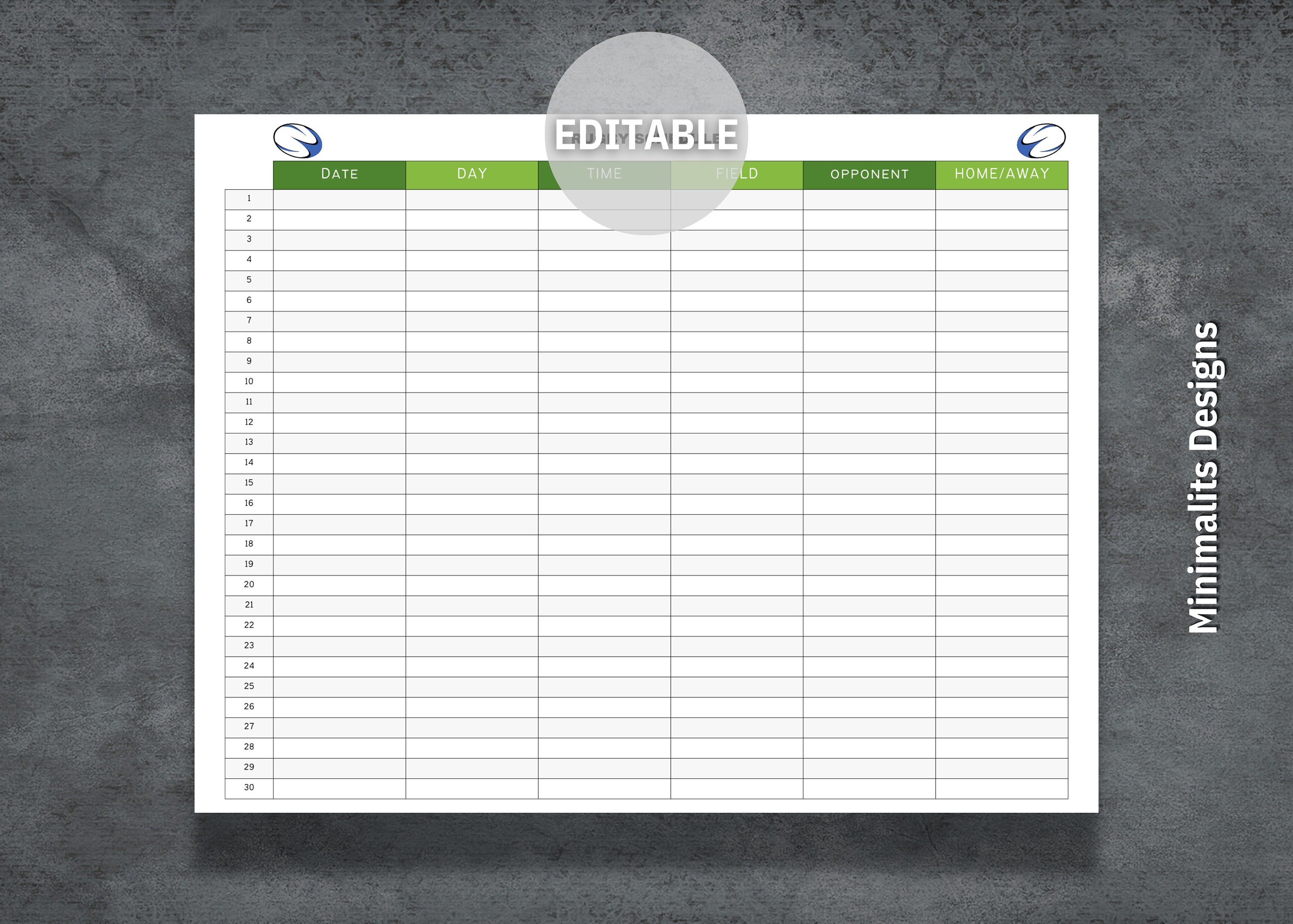 Generic Rugby Match Programme Rugby Schedule Template, Printable Rugby Schedule, Editable Rugby Game ...