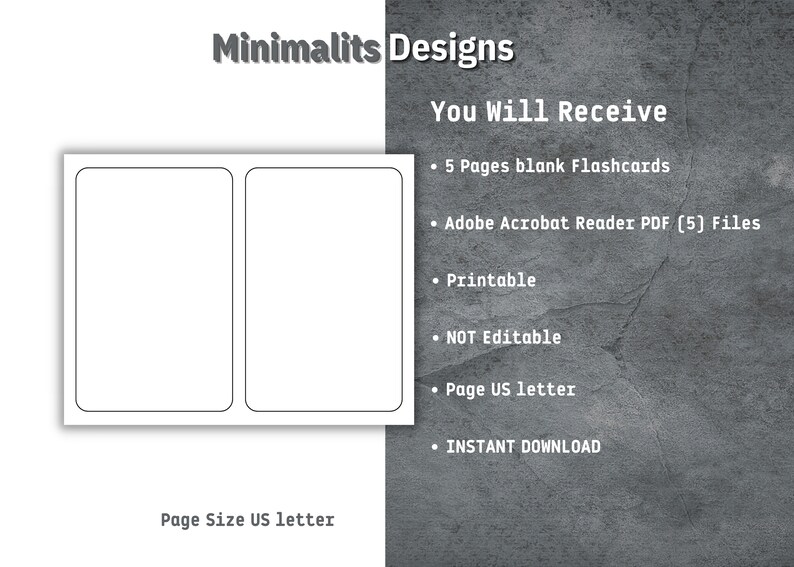 Printable Flashcards Flash Cards Template Blank Flash Cards Etsy