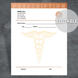 Prescription Pad Template, Rx Prescription Template, Printable ...