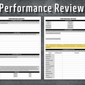 Performance Review Template, Printable Performance Review Form, Human Resources, Business Tools, Performance Review Goals, HR Templates