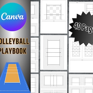 Modello di manuale di pallavolo, diagrammi di pallavolo vuoti stampabili, modello Canva, piano di allenamento di pallavolo, manuale di pallavolo modificabile