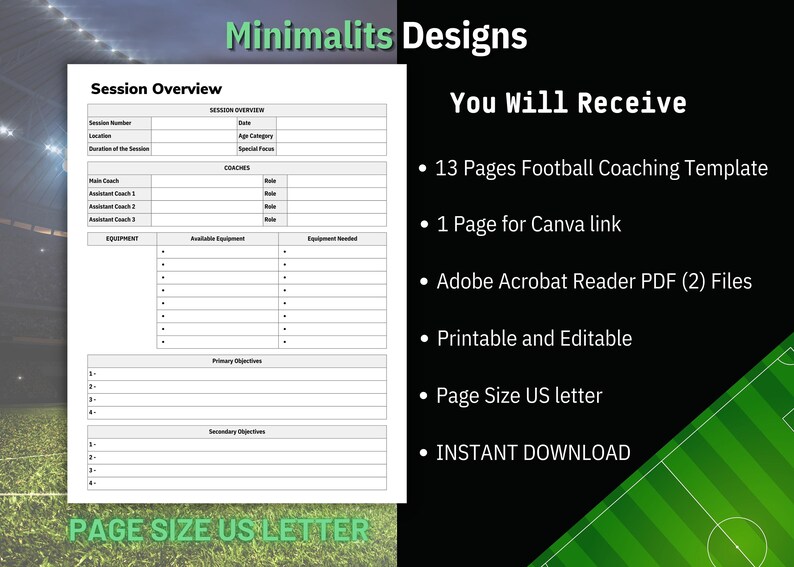 Football Coaching Template, Soccer Practice Plan, Football Game Day ...