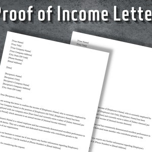 Proof of Income Letter, Salary Confirmation Letter, Verification of Income Letter, Income Verification Letter, Instant Download