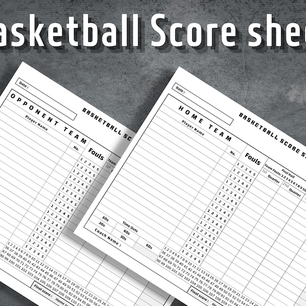 Basketball Score Sheet, Basketball Score Card, Printable Basketball Score Tracker, Basketball Statistics Sheet, Instant Download