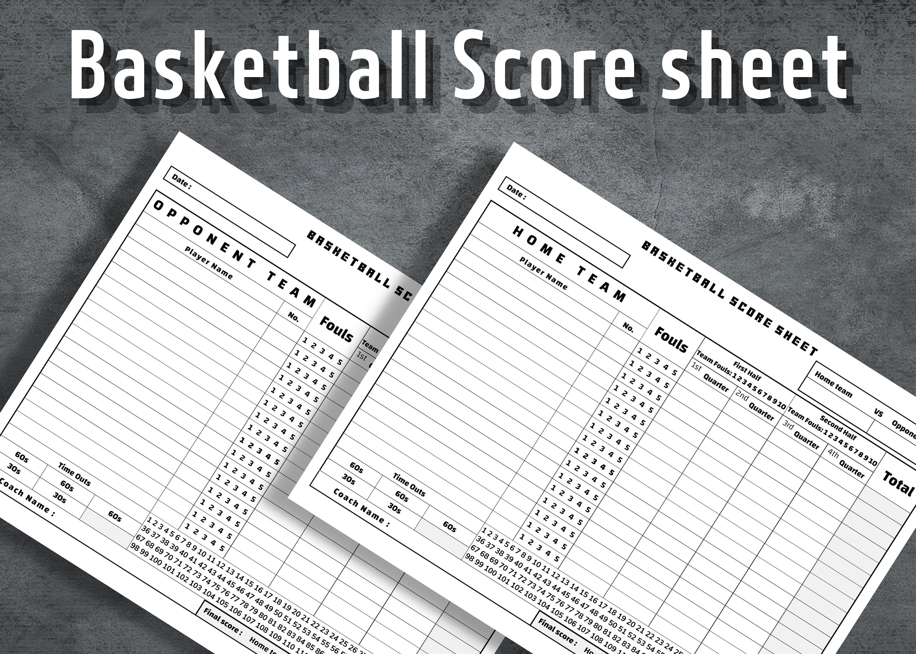 Basketball Score Sheet Template Excel