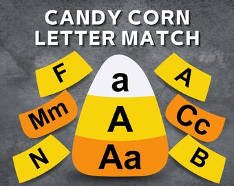 Candy Corn Letter Match, Halloween Activities, Printable Halloween Alphabet, Learn Letters, Kids Alphabet, Kids Activities, Sorting Letters