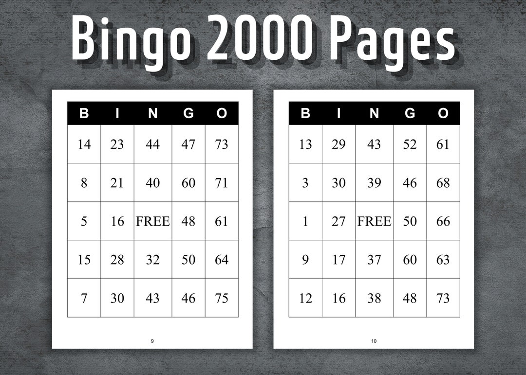 Bingo Game, Printable Bingo Cards, Traditional Bingo, 2000 Bingo Pages