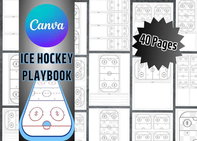 Ice Hockey Playbook Template Printable Blank Ice Hockey Rink Etsy