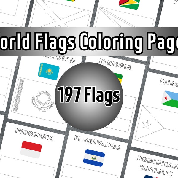 World Flags Coloring Pages, Printable Flags Coloring Pages, Countries Flags, Printable Flags, United Nations Countries, 197 Countries