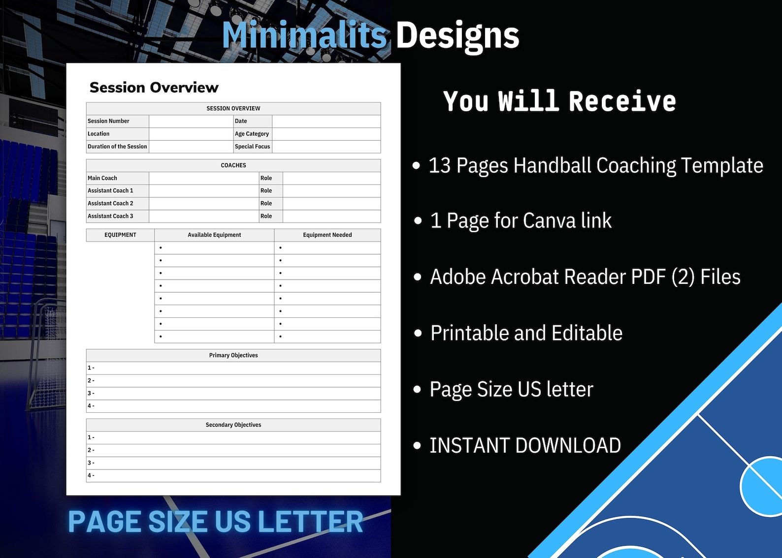 Handball Coaching Template Handball Practice Plan Handball Etsy