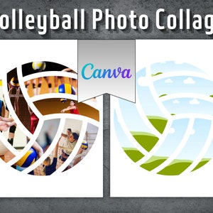 Volleyball Photo Collage, Editable Canva Template, Volleyball Canva Frame, Sport Photo Collage, Canva Collage Photo, 2 Design Photo Collages