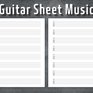 Guitar Music Sheet, Printable Guitar Tablature Paper, Blank Music Sheet, Blank Guitar Music Paper, Guitar Tab Paper, Instant Download