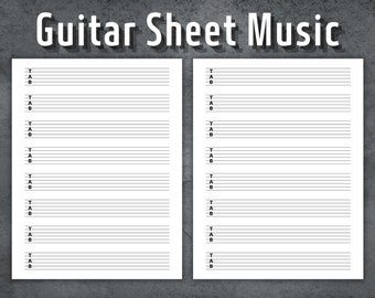 Guitar Music Sheet, Printable Guitar Tablature Paper, Blank Music Sheet, Blank Guitar Music Paper, Guitar Tab Paper, Instant Download