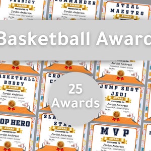 Basketball Award Certificates, End of Season Basketball Award, Award Ceremony Certificates, Editable Basketball Award, Basketball Award
