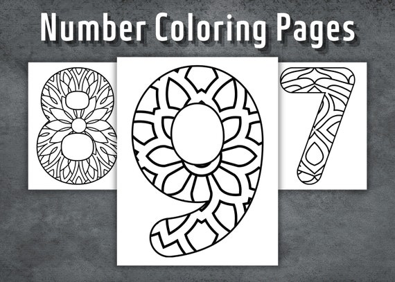 Mandala Number Coloring Pages, Printable Coloring Pages For Kids, Coloring for Kids, 0-9 Number Coloring, Learning Numbers, Instant Download