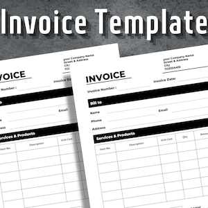 Invoice Template, Editable Invoice, Invoice Sheet, Printable Invoice, Invoice Form, Custom Invoice, Instant Download