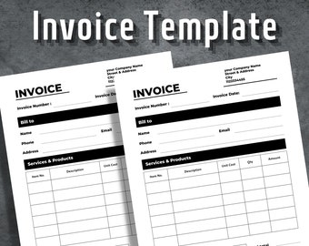Invoice Template, Editable Invoice, Invoice Sheet, Printable Invoice, Invoice Form, Custom Invoice, Instant Download