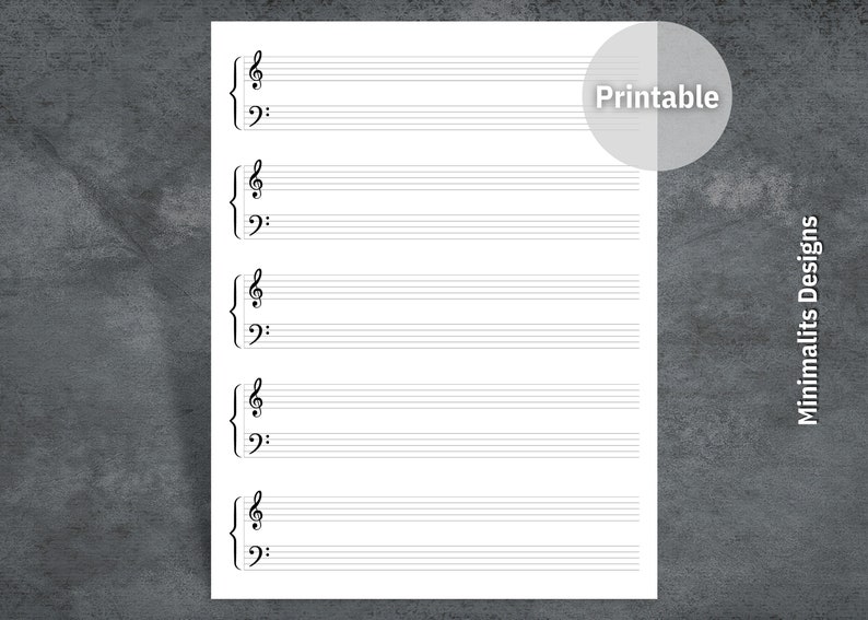 Blank Sheet Music, Printable Blank Music Sheet, Blank Music Paper ...