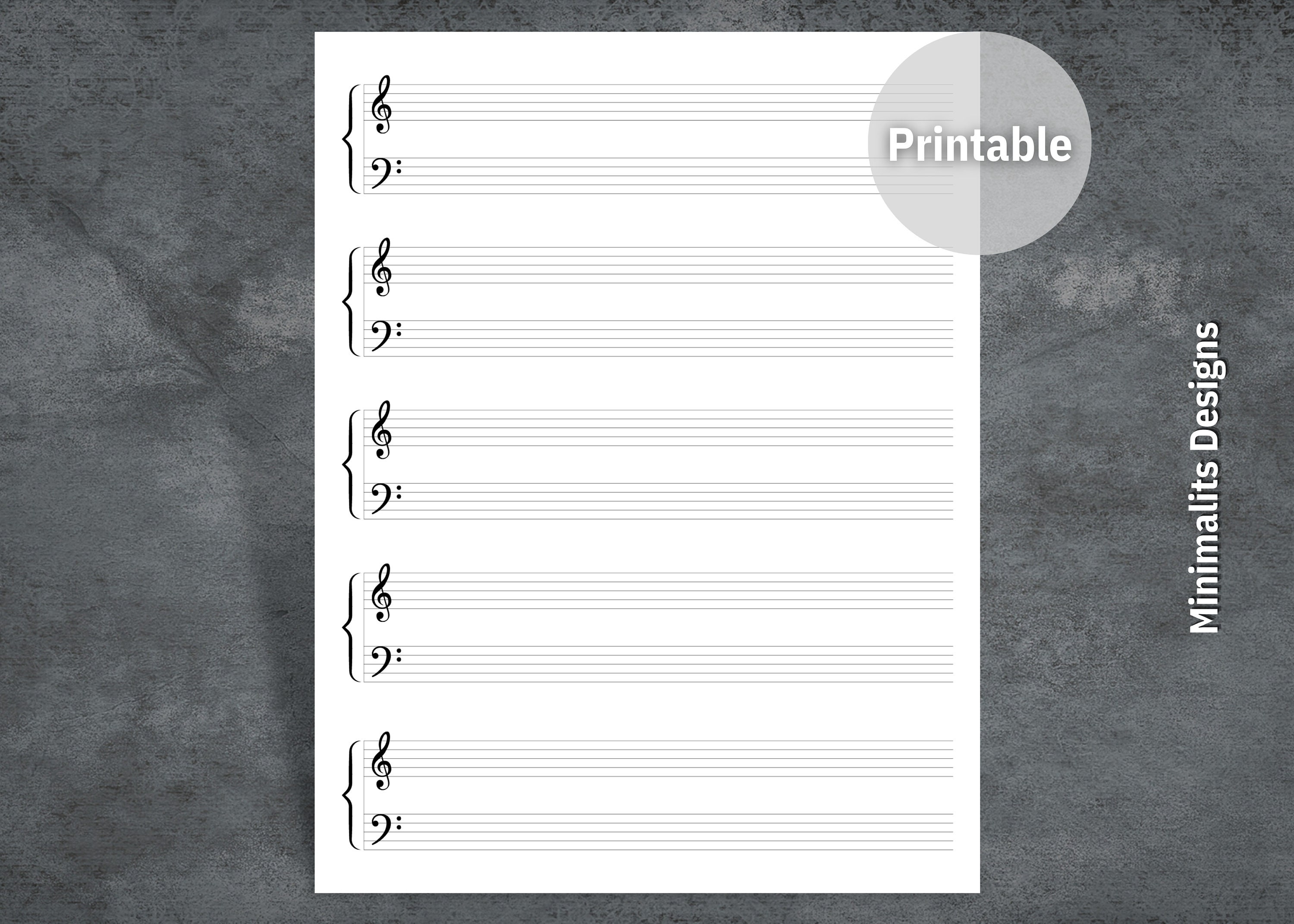 Blank Sheet Music, Printable Blank Music Sheet, Blank Music Paper