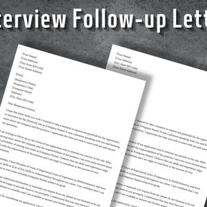 Carta de seguimiento de entrevista, Carta de seguimiento de entrevista profesional, Carta de agradecimiento de entrevista, Carta de seguimiento, Descarga instantánea