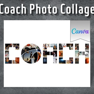 Basketball Coach Photo Collage, Editable Canva, Basketball Canva Frame, Sport Photo Collage, Canva Collage Photo, Coach Photo Collage