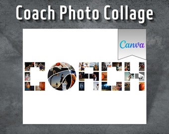 Basketball Coach Photo Collage, Editable Canva, Basketball Canva Frame, Sport Photo Collage, Canva Collage Photo, Coach Photo Collage