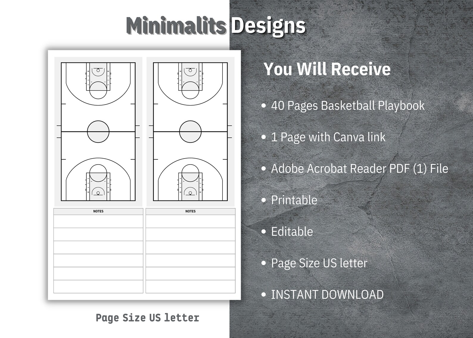 Basketball Playbook Template, Printable Blank Basketball Diagrams ...