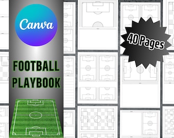 Football Playbook Template, Printable Blank Soccer Diagrams, Canva Template, Football Practice Plan, Editable Soccer Playbook