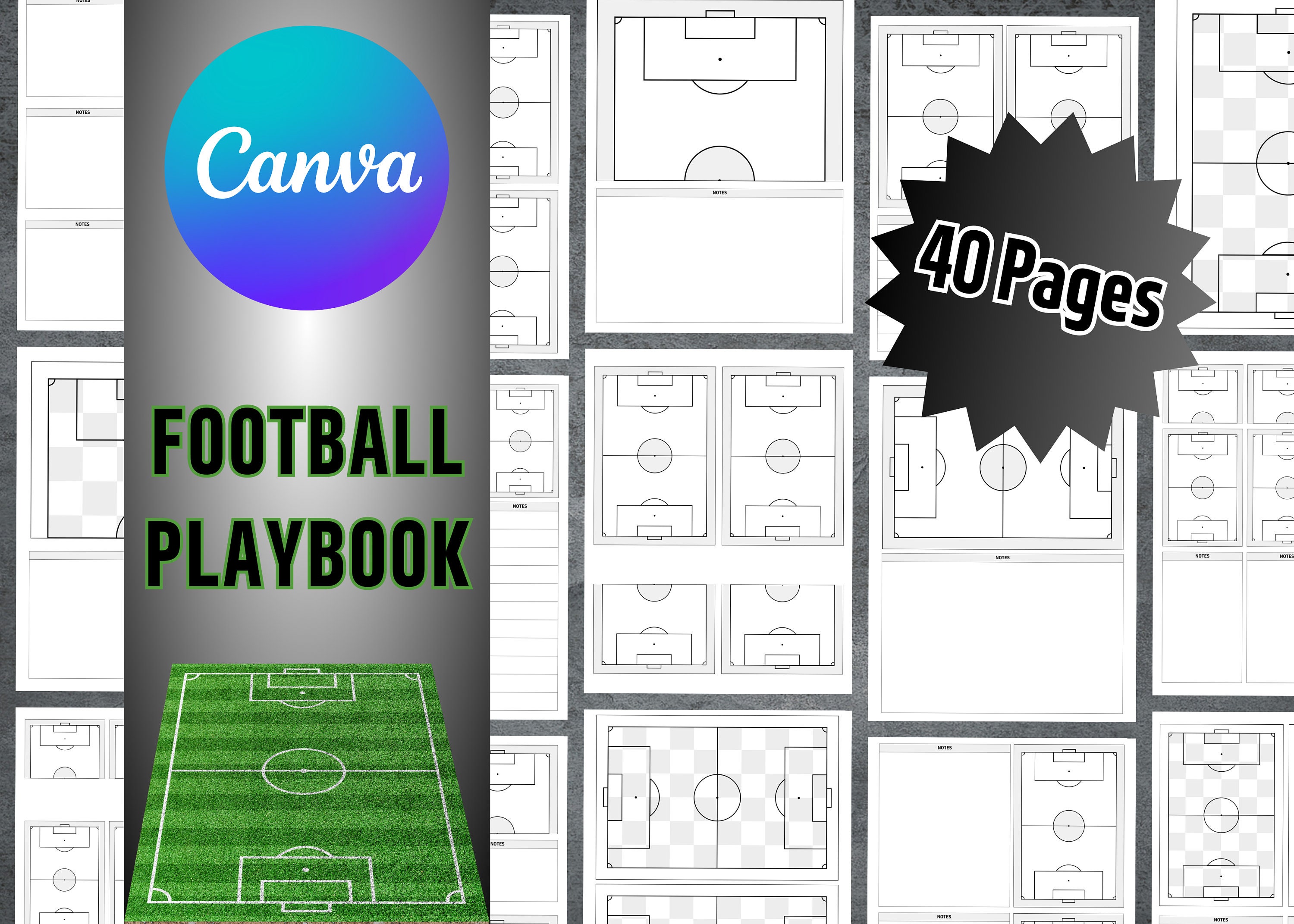 Football Playbook Template, Printable Blank Soccer Diagrams, Canva Football Playbook Template, Printable Blank Soccer Diagrams, Canva