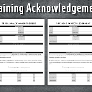 Training Acknowledgement Form, Printable Training Templates, HR Template, Human Resources, Business Template, Training Completion Form