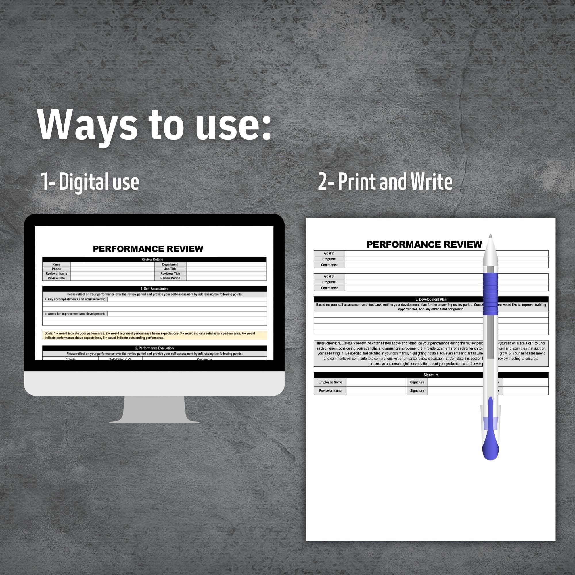 Performance Review Template, Printable Performance Review Form, Human ...