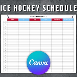 Ice Hockey Schedule Template, Printable Ice Hockey Schedule, Editable Ice Hockey Game Schedule, Ice Hockey Season Games, Games Schedule
