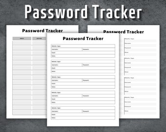Password Tracker, Password Log, Printable Password Tracker, Password Keeper, Password Organizer, Editable Password Tracker, Instant Download