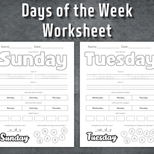 Days of the Week Worksheet, Days Coloring Pages, Printable Days, Kindergarten, Homeschool, Learn Days of the Week, Preschool Worksheet