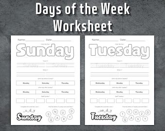 Days of the Week Worksheet, Days Coloring Pages, Printable Days, Kindergarten, Homeschool, Learn Days of the Week, Preschool Worksheet