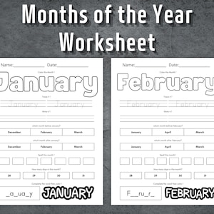 Months of the Year Worksheet, Months Coloring Pages, Printable Months, Kindergarten, Homeschool, Learn The Months, Preschool Worksheet