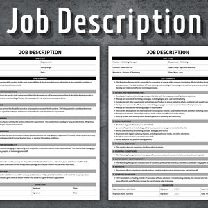 Job Description Template, Editable Job Description, Human Resources Templates, Printable Employee Duties, HR forms, Instant Download