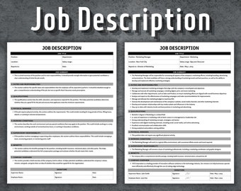Job Description Template, Editable Job Description, Human Resources Templates, Printable Employee Duties, HR forms, Instant Download