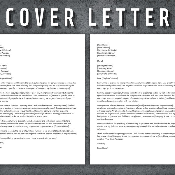 Cover Letter Template, Printable Cover Letter, Editable Professional Cover Letter, Resume Cover Letter, New Job Cover Letter, Canva Template