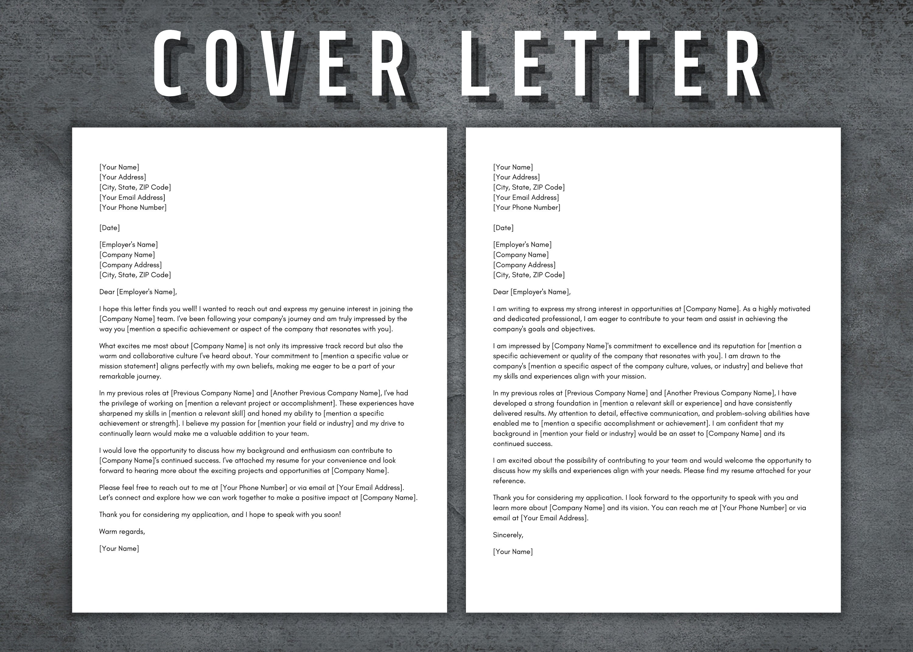 Cover Letter Template, Printable Cover Letter, Editable Professional ...