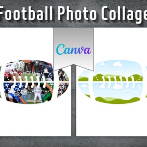 Fußball-Fotocollage, bearbeitbare Canva-Vorlage, American Football-Leinwandrahmen, Sport-Fotocollage, Canva-Collage-Foto, 2 Design-Collagen